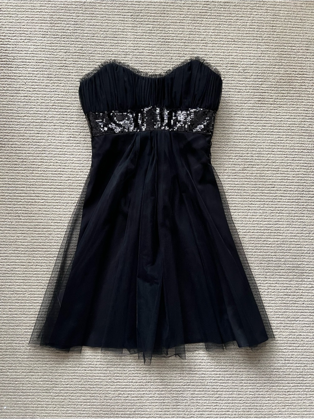 Strapless Black Sequin Badgley Mischka Dress